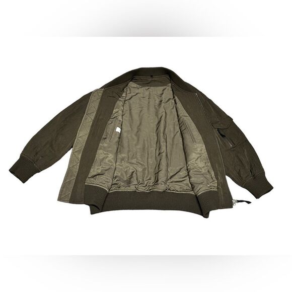Women’s HELMUT & LANG Olive green high twist nylon bomber jacket size medium - Picture 10 of 14